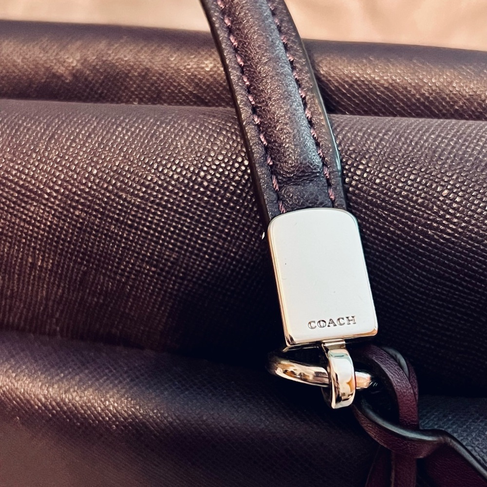 Coach Purple Two-Tone Leather Women's Bag - Picture 2 of 13